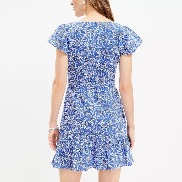 LOFT Eyelet Belted Flutter Sleeve Swing Dress - Picture 2 of 6